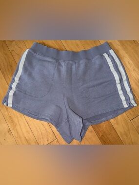 Madewell Lilac Knit Athletic Shorts with White Stripes